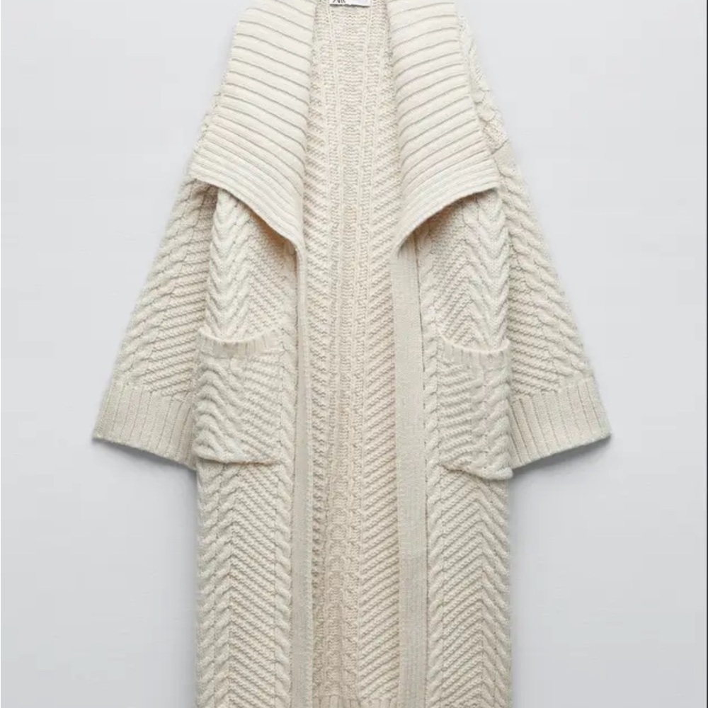 ZARA Cable Knit long cardigan coat